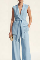 Load image into Gallery viewer, Blue Shawl Lapel 2 Piece Slim Fit Business Suits with Belt