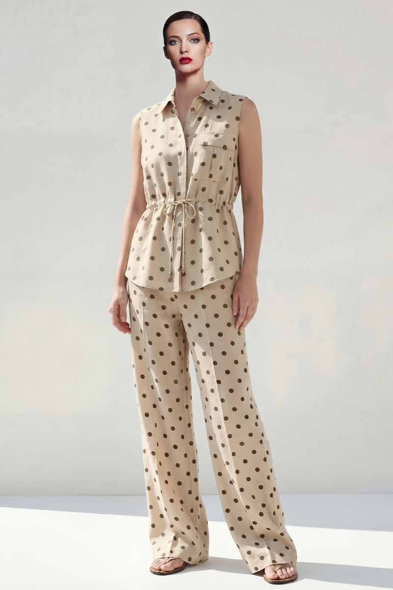 Load image into Gallery viewer, Polka Dots 2 Piece Single Breasted Khaki Business Suits