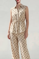 Load image into Gallery viewer, Polka Dots 2 Piece Single Breasted Khaki Business Suits