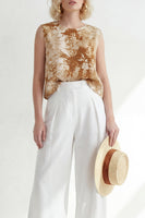 Load image into Gallery viewer, Printed Round Neck Blue 2 Piece Wide Leg Business Suits