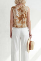 Load image into Gallery viewer, Printed Round Neck Blue 2 Piece Wide Leg Business Suits