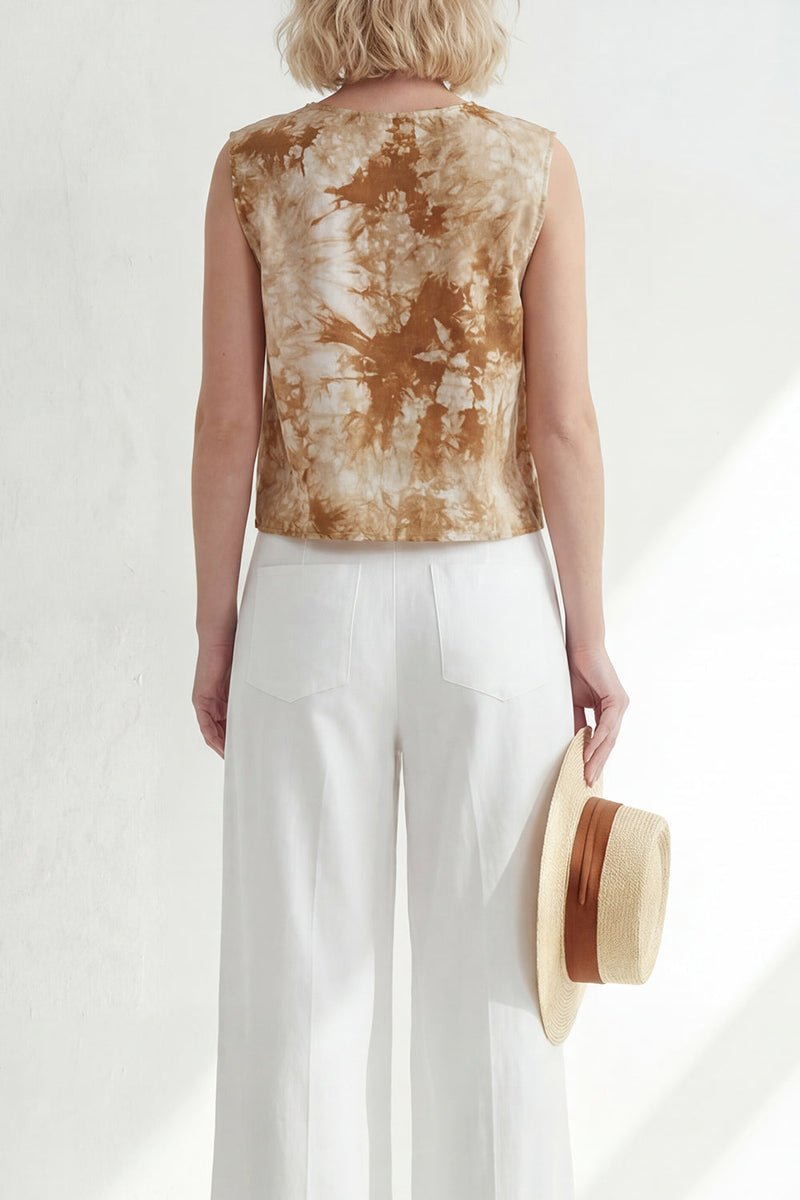 Load image into Gallery viewer, Printed Round Neck Blue 2 Piece Wide Leg Business Suits