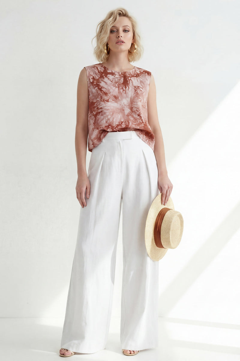 Load image into Gallery viewer, Printed Round Neck Blue 2 Piece Wide Leg Business Suits