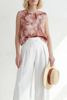 Load image into Gallery viewer, Printed Round Neck Blue 2 Piece Wide Leg Business Suits