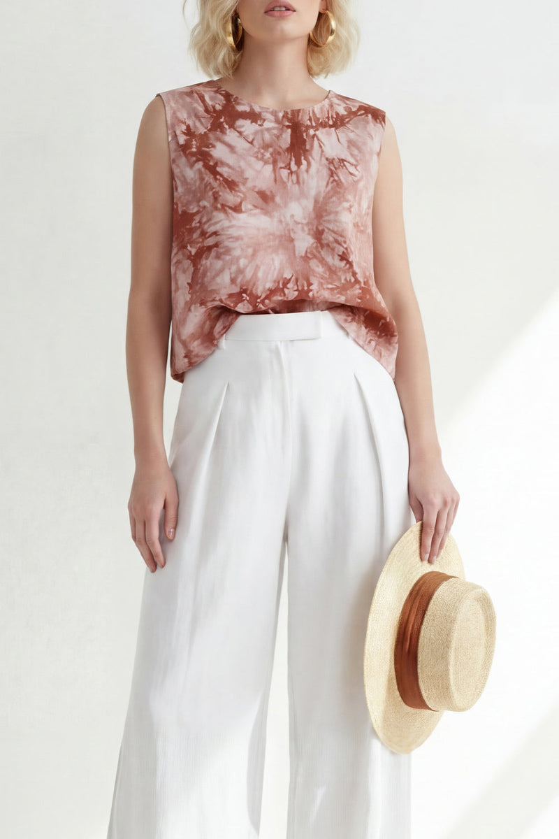 Load image into Gallery viewer, Printed Round Neck Blue 2 Piece Wide Leg Business Suits