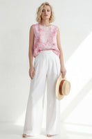 Load image into Gallery viewer, Printed Round Neck Blue 2 Piece Wide Leg Business Suits