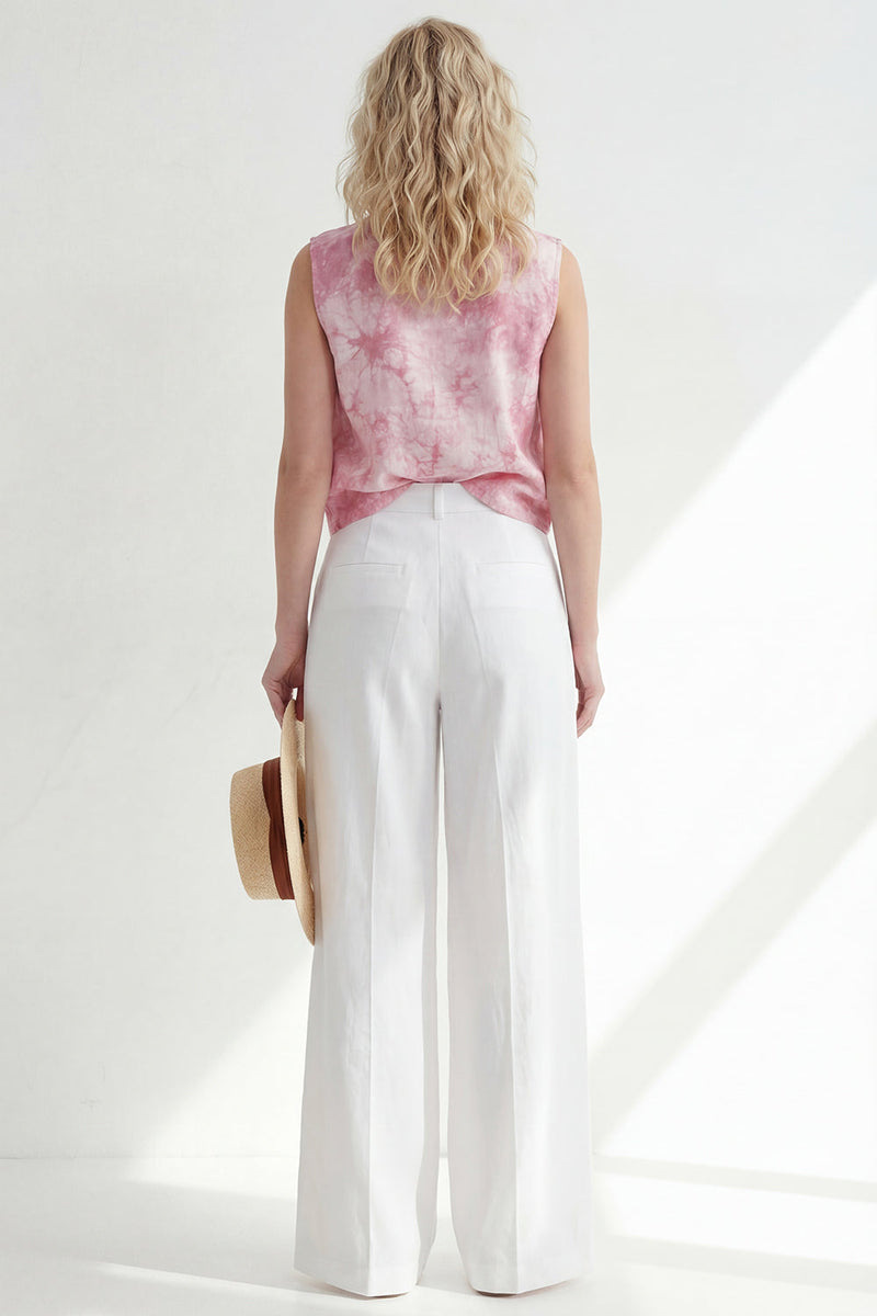 Load image into Gallery viewer, Printed Round Neck Blue 2 Piece Wide Leg Business Suits