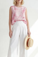 Load image into Gallery viewer, Printed Round Neck Blue 2 Piece Wide Leg Business Suits