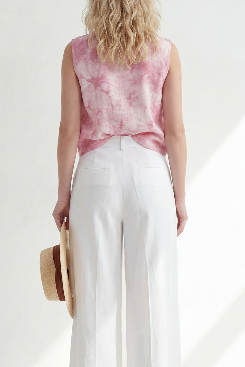 Load image into Gallery viewer, Printed Round Neck Blue 2 Piece Wide Leg Business Suits