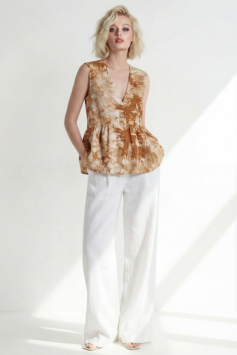 Load image into Gallery viewer, V Neck 2 Piece Brown Business Suits with Pockets
