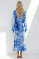 Load image into Gallery viewer, Notched Lapel Brown 2 Piece Long Sleeves Printed Business Suits with Back Slit