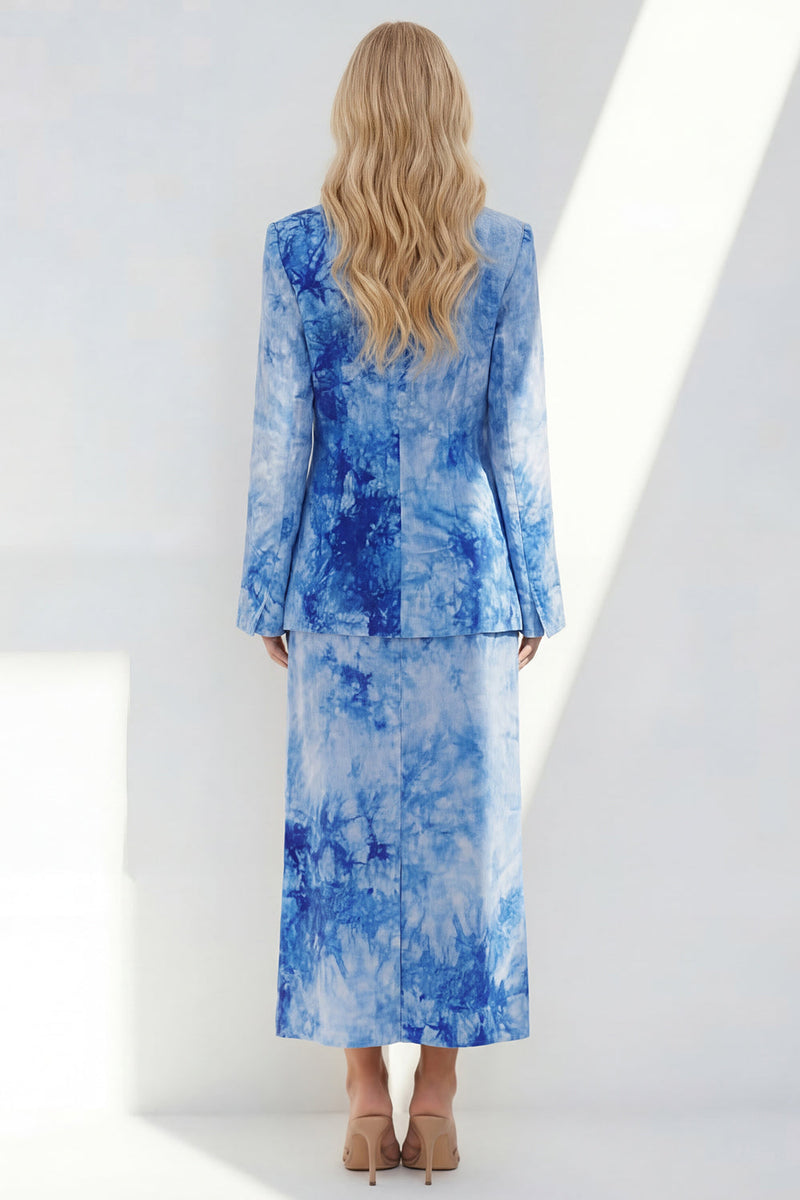Load image into Gallery viewer, Notched Lapel Brown 2 Piece Long Sleeves Printed Business Suits with Back Slit