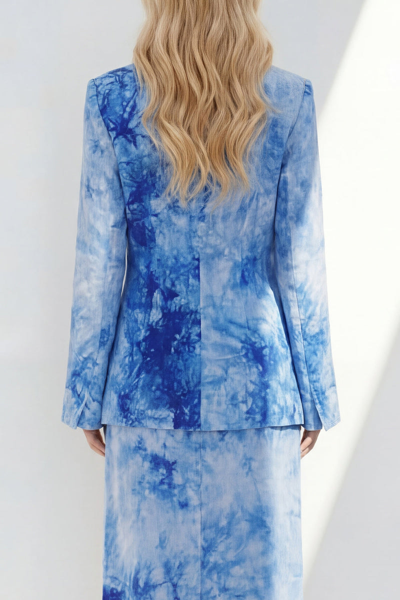 Load image into Gallery viewer, Notched Lapel Brown 2 Piece Long Sleeves Printed Business Suits with Back Slit