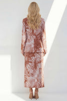 Load image into Gallery viewer, Notched Lapel Brown 2 Piece Long Sleeves Printed Business Suits with Back Slit