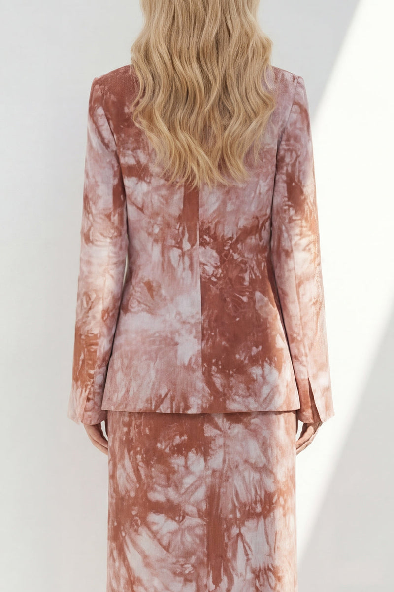 Load image into Gallery viewer, Notched Lapel Brown 2 Piece Long Sleeves Printed Business Suits with Back Slit