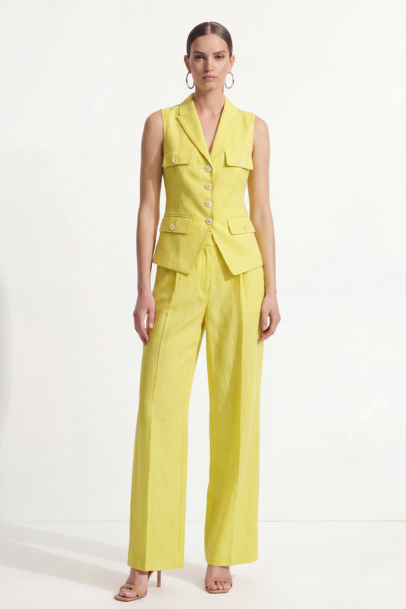 Load image into Gallery viewer, Lemon Yellow Peak Lapel 2 Piece Single Breasted Business Suits