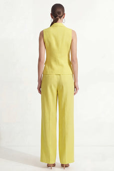 Lemon Yellow Peak Lapel 2 Piece Single Breasted Business Suits