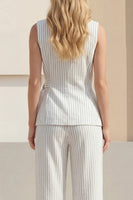 Load image into Gallery viewer, 2 Piece White Shawl Lapel Striped Wide Leg Business Suits with Sash