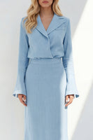 Load image into Gallery viewer, Notched Lapel Blue 2 Piece Long Sleeves Business Suits