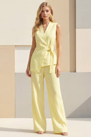Load image into Gallery viewer, 2 Piece Light Yellow Shawl Lapel Business Suits with Sash