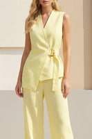 Load image into Gallery viewer, 2 Piece Light Yellow Shawl Lapel Business Suits with Sash