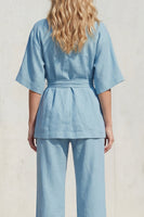 Load image into Gallery viewer, 2 Piece Blue Shawl Lapel Half Sleeves Business Suits with Belt