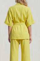 Load image into Gallery viewer, 2 Piece Blue Shawl Lapel Half Sleeves Business Suits with Belt