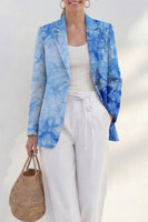 Load image into Gallery viewer, Blue Single Breasted Notched Lapel 2 Piece Printed Business Suits with Pockets