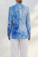 Load image into Gallery viewer, Blue Single Breasted Notched Lapel 2 Piece Printed Business Suits with Pockets