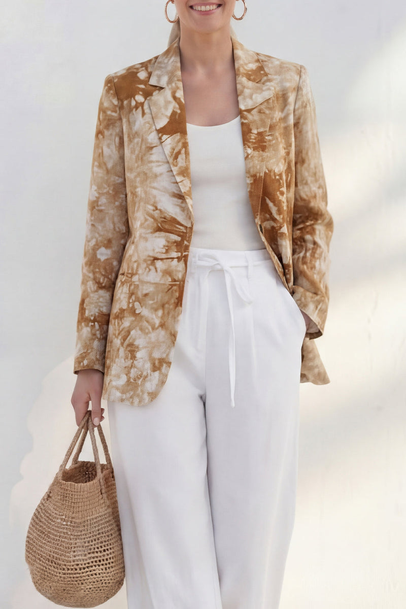 Load image into Gallery viewer, Blue Single Breasted Notched Lapel 2 Piece Printed Business Suits with Pockets