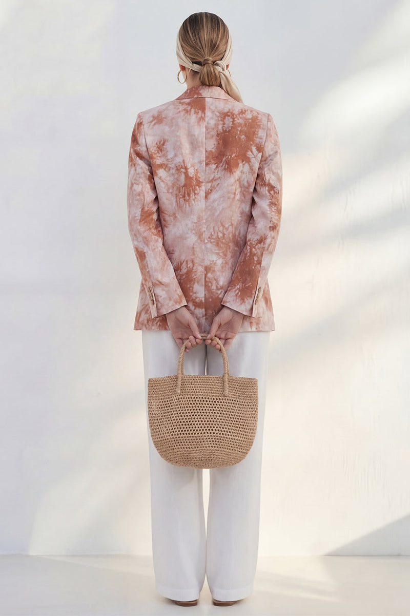 Load image into Gallery viewer, Blue Single Breasted Notched Lapel 2 Piece Printed Business Suits with Pockets