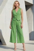 Load image into Gallery viewer, Green 2 Piece Shawl Lapel Single Breasted Wide Leg Business Suits