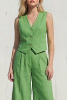 Load image into Gallery viewer, Green 2 Piece Shawl Lapel Single Breasted Wide Leg Business Suits