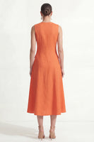 Load image into Gallery viewer, Maxi Orange V Neck Work Dress with Pockets