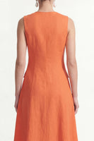 Load image into Gallery viewer, Maxi Orange V Neck Work Dress with Pockets