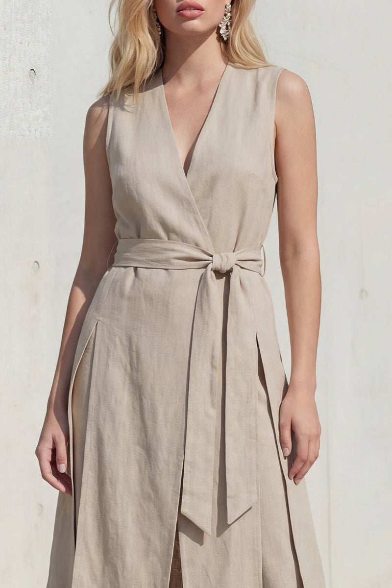 Load image into Gallery viewer, Shawl Lapel 2 Piece Khaki Wide Leg Business Suits with Belt