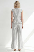 Load image into Gallery viewer, 2 Piece White Notched Lapel Striped Single Breasted Wide Leg Business Suits