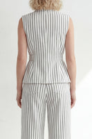 Load image into Gallery viewer, 2 Piece White Notched Lapel Striped Single Breasted Wide Leg Business Suits