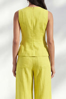 Load image into Gallery viewer, Lemon Yellow 2 Piece Round Neck Wide Leg Business Suits