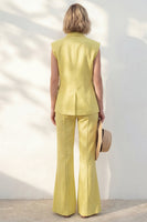 Load image into Gallery viewer, 2 Piece Yellow Shawl Lapel Single Breasted Wide Leg Business Suits