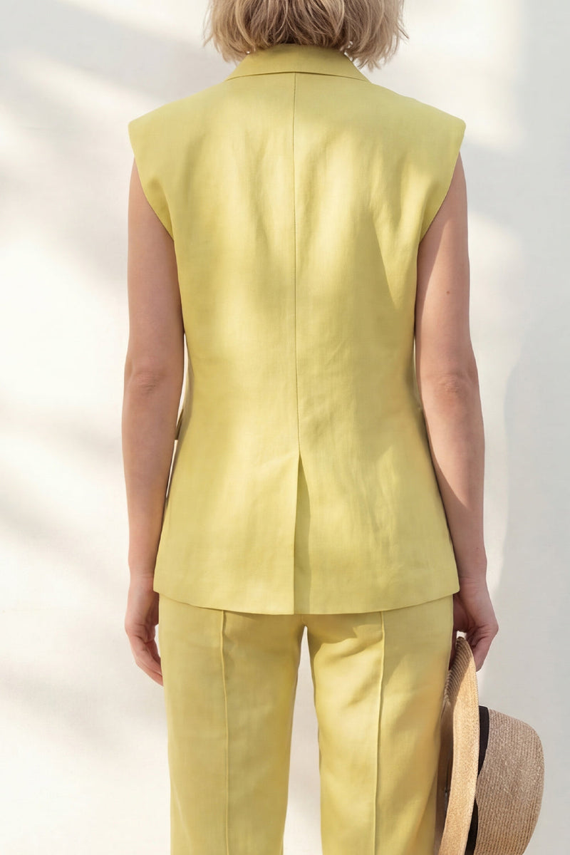 Load image into Gallery viewer, 2 Piece Yellow Shawl Lapel Single Breasted Wide Leg Business Suits