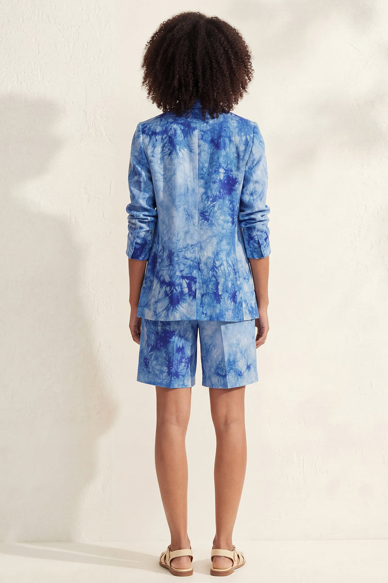 Load image into Gallery viewer, Printed Blue Notched Lapel Single Breasted 2 Piece Business Suits with Pockets