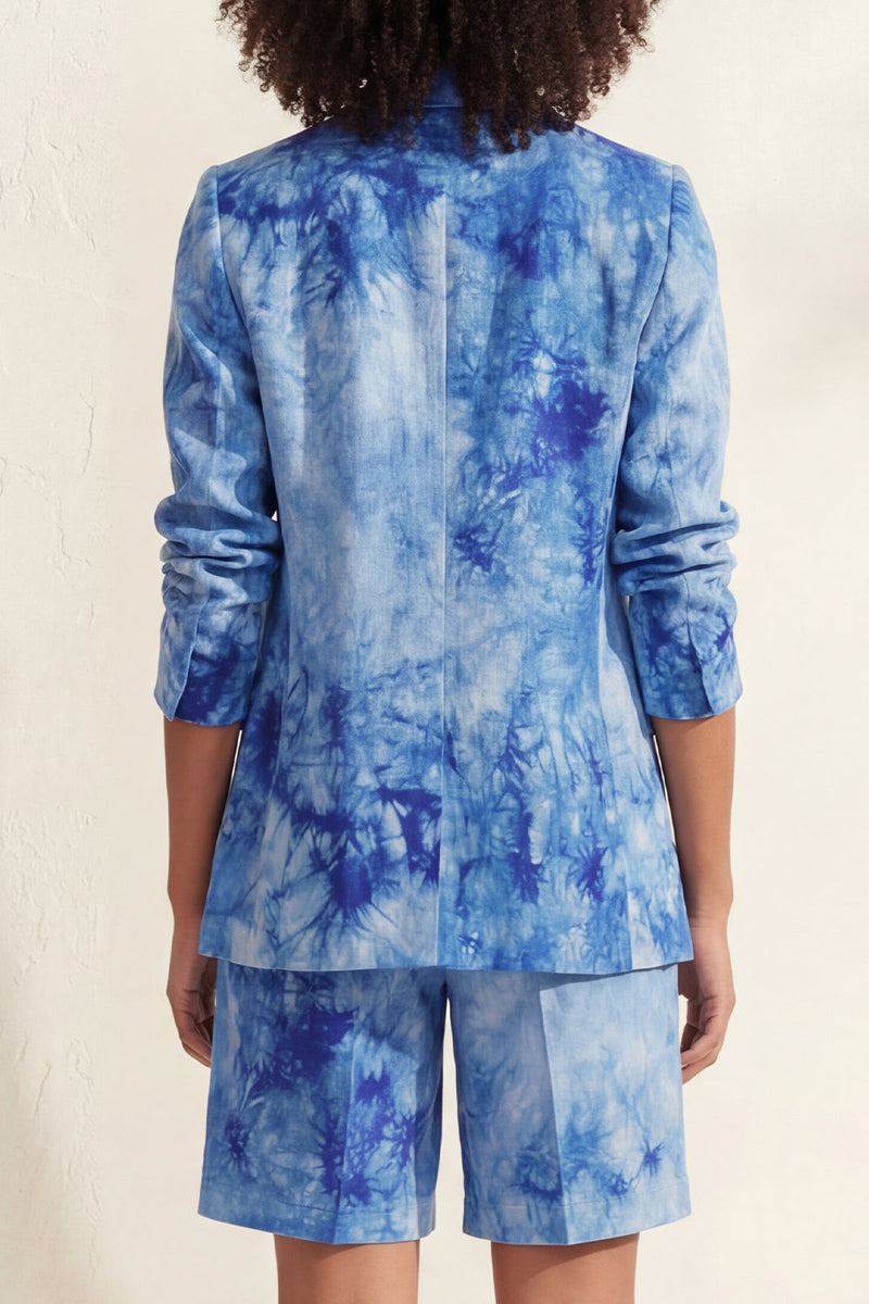 Load image into Gallery viewer, Printed Blue Notched Lapel Single Breasted 2 Piece Business Suits with Pockets