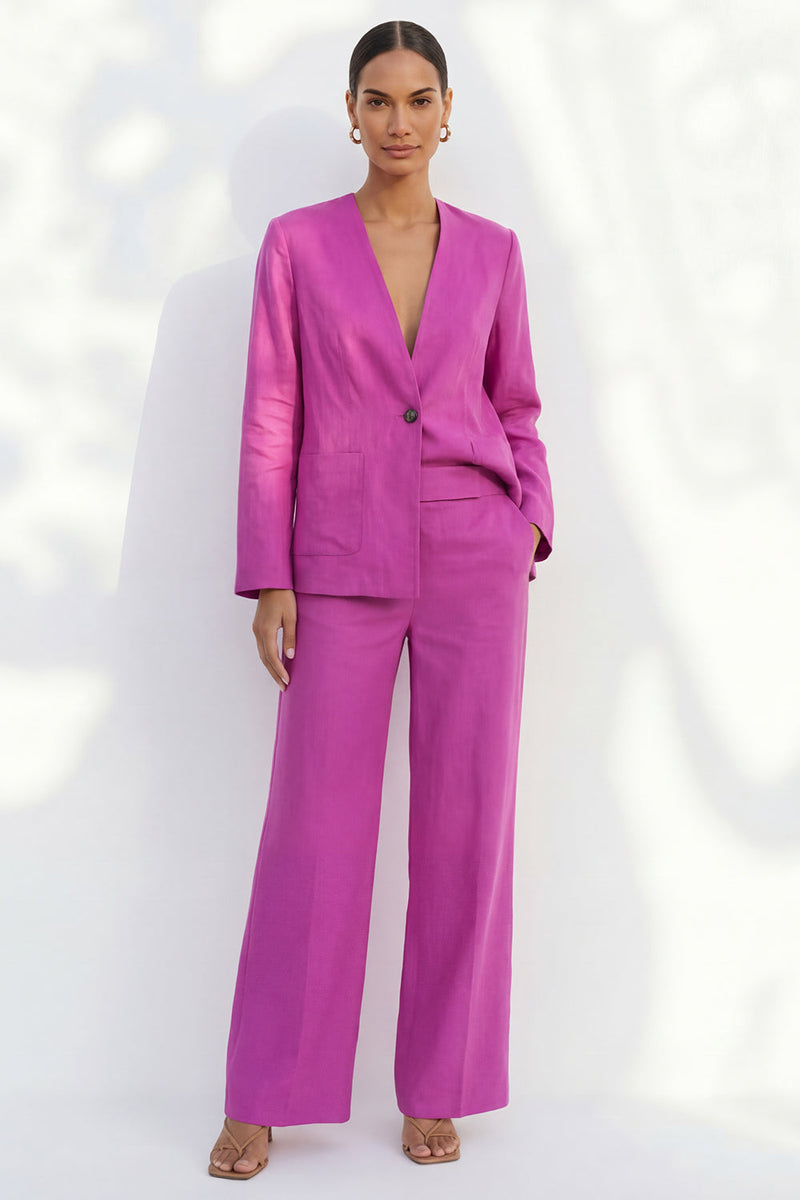 Load image into Gallery viewer, 2 Piece Shawl Lapel Fuchsia Single Breasted Business Suits with Pockets