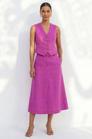 Load image into Gallery viewer, Shawl Lapel Fuchsia Single Breasted 2 Piece Business Suits with Belt