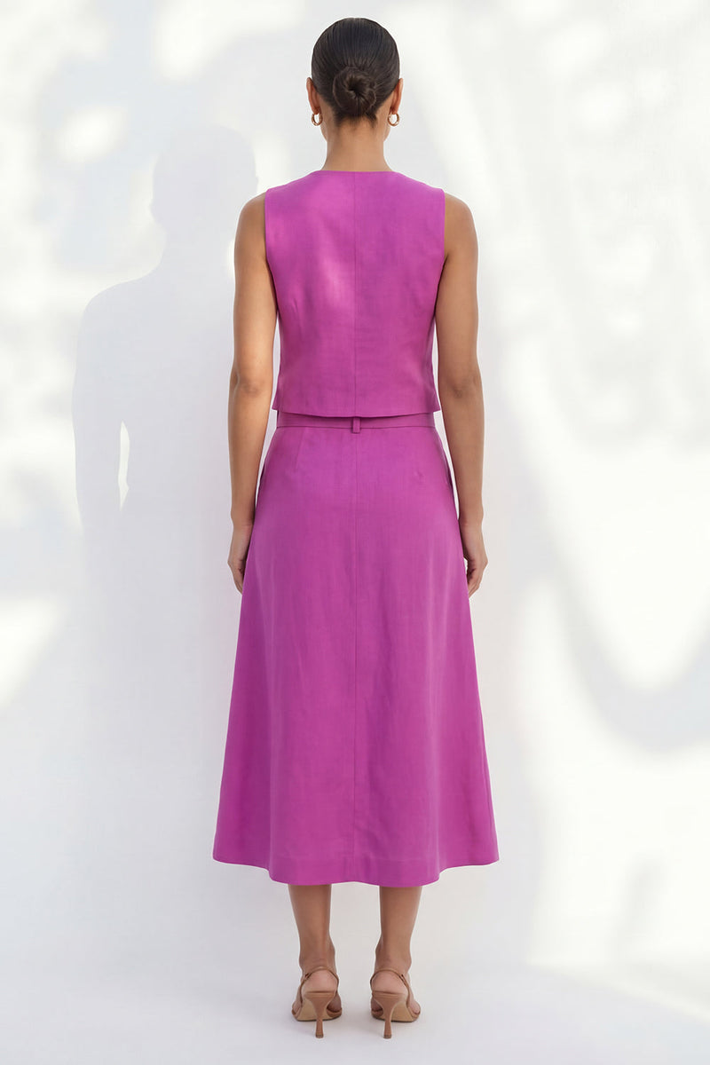 Load image into Gallery viewer, Shawl Lapel Fuchsia Single Breasted 2 Piece Business Suits with Belt
