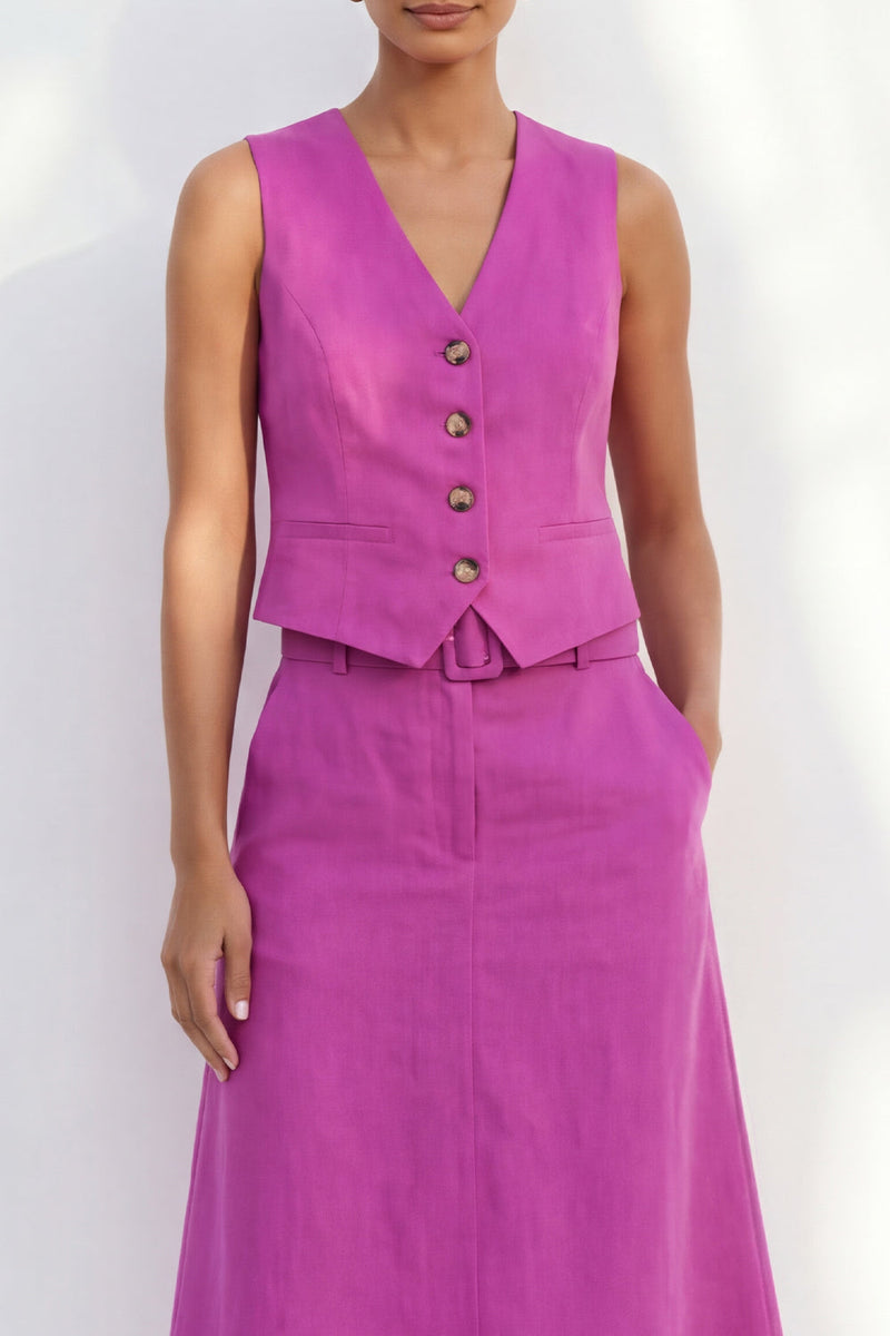 Load image into Gallery viewer, Shawl Lapel Fuchsia Single Breasted 2 Piece Business Suits with Belt