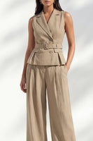 Load image into Gallery viewer, Khaki 2 Piece Notched Lapel Double Breasted Business Suits with Pockets