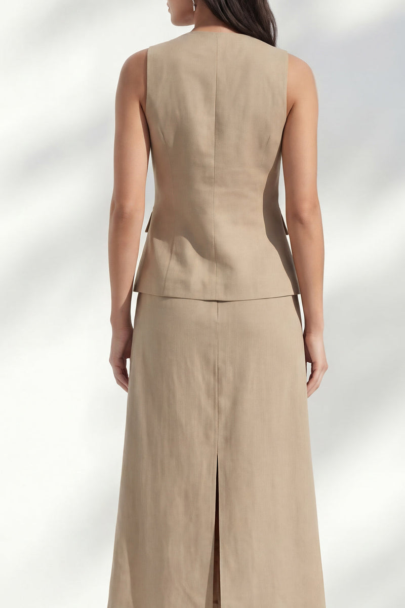 Load image into Gallery viewer, Khaki Shawl Lapel Single Breasted 2 Piece Business Suits with Slit