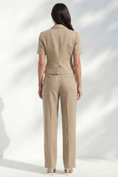 Load image into Gallery viewer, Khaki Notched Lapel 2 Piece Single Breasted Business Suits with Pockets